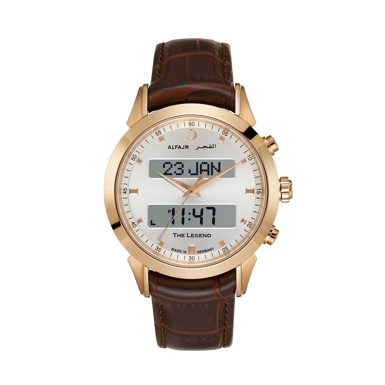 Alfajr Watch WA-30LB Brown leather/White dial