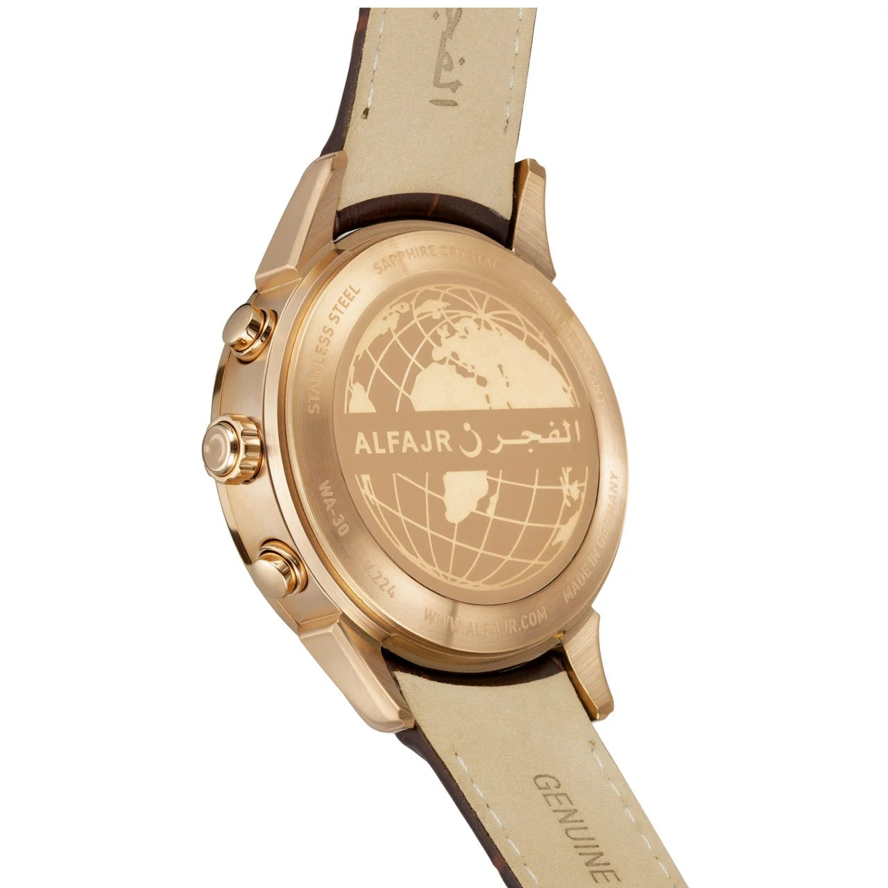 Alfajr Watch WA-30LB Brown leather/White dial