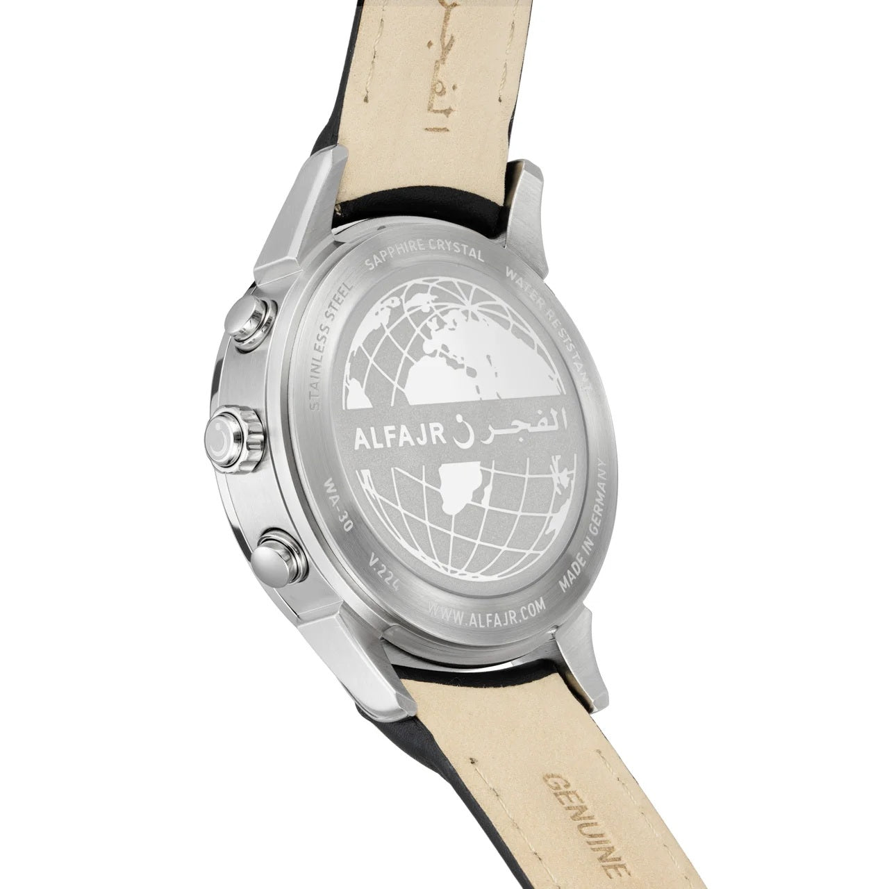 Alfajr Watch WA-30L The Legend 360 Leather Black leather/White dial