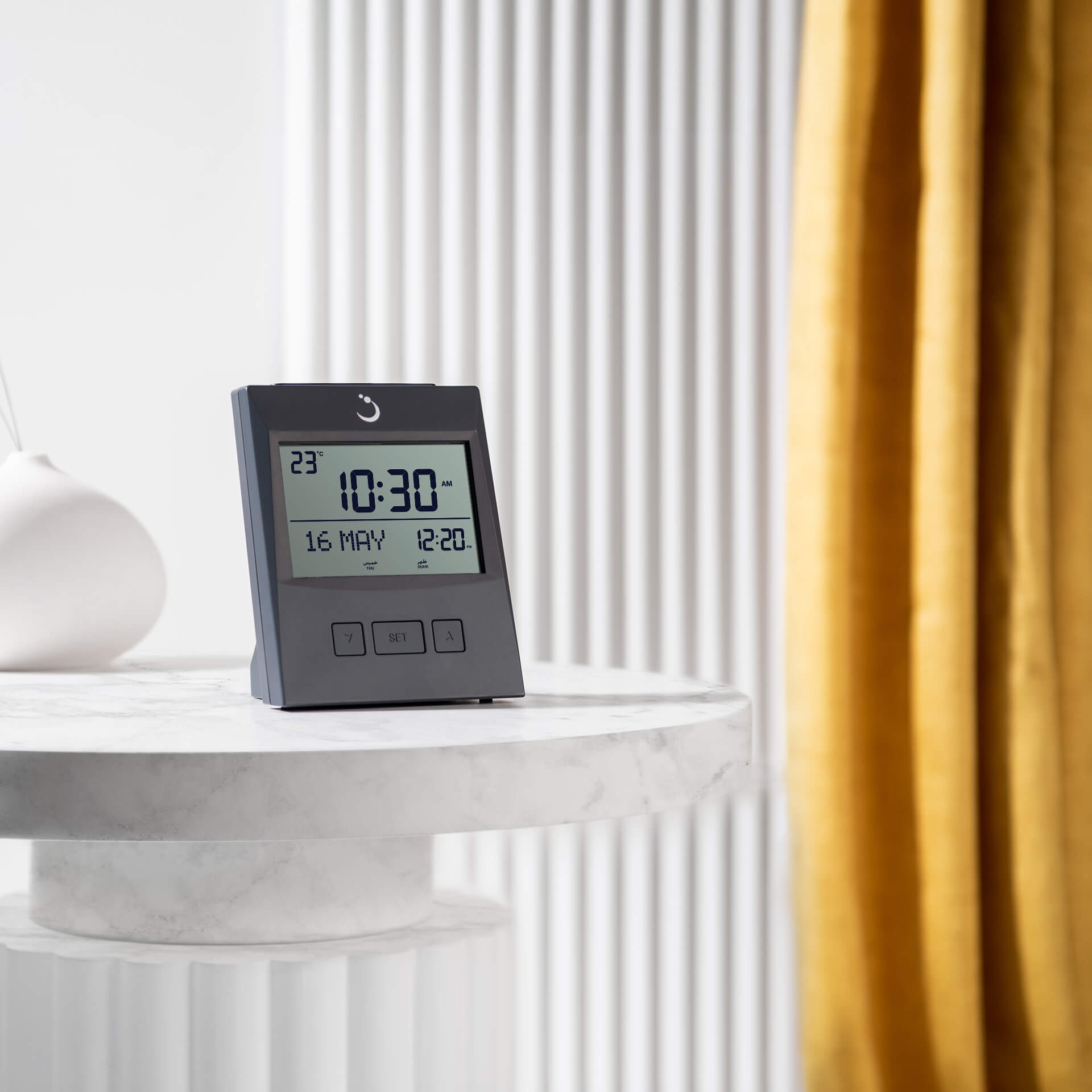 ALFAJR Digital Azan Table Clock - CS-13 Prayer Alarm Table Clock with Worldwide Prayer times and Multiple Azan Sounds